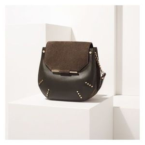 Sandro Bonnie Suede and Leather Crossbody Purse